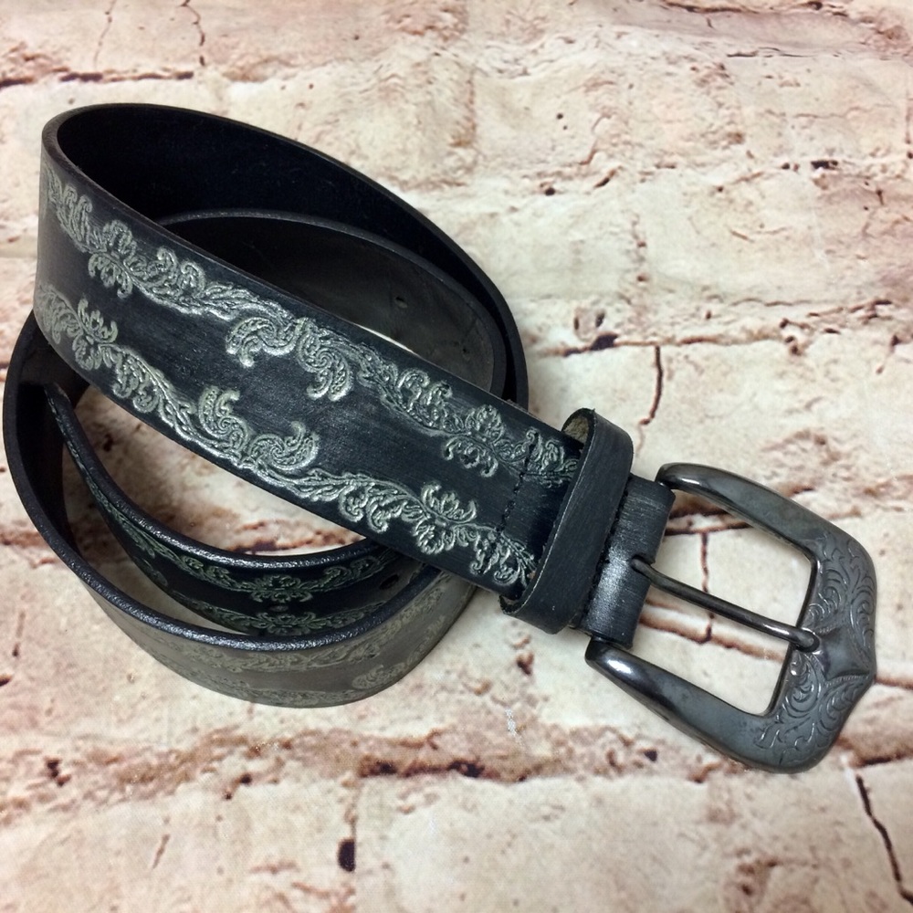 Express Genuine Embossed Black Leather